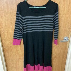 Eliza J Black Pink Color Block Striped Knit Dress